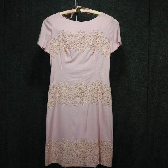 1960's Pink Linen & Cotton Lace Tiered Shift by Cover Girl - Picture 1 of 10